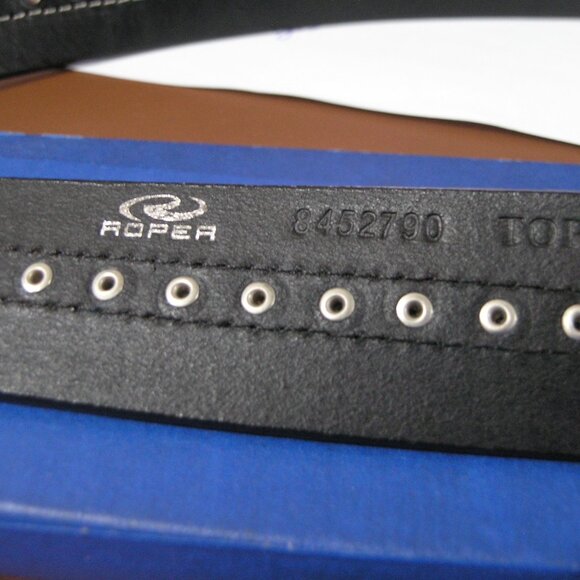 Roper Black Leather Rhinestone Cross Buckle with Rhinestone accents XXL  46 inch - Picture 8 of 8